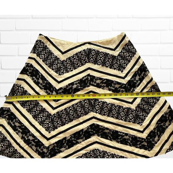 AKS Amy K Su Beige Black Satin Lace Size 14 A-Line Flowy Skirt Retroglam Regal - Picture 6 of 9